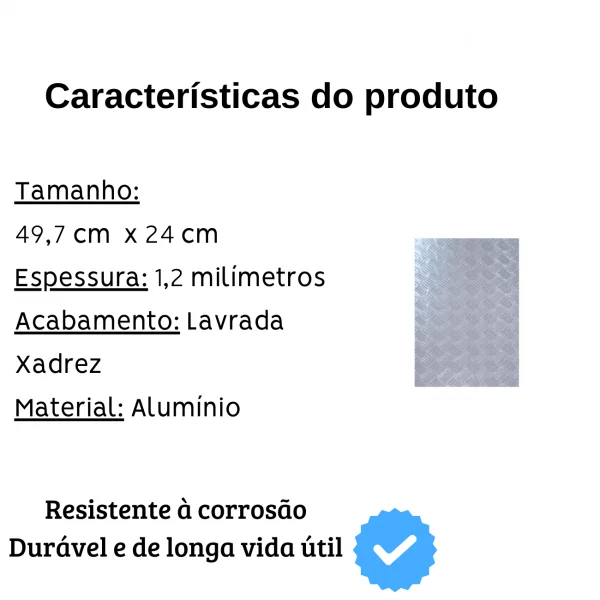 Chapa Aluminio Lavrada Xadrez 497x240mm Na Esp. De 1,2mm