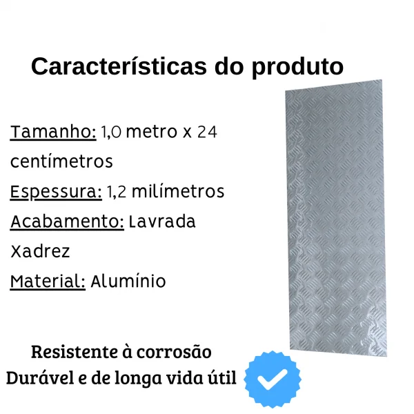 Chapa Aluminio Lavrada Xadrez 1000x240mm Na Esp. De 1,2mm