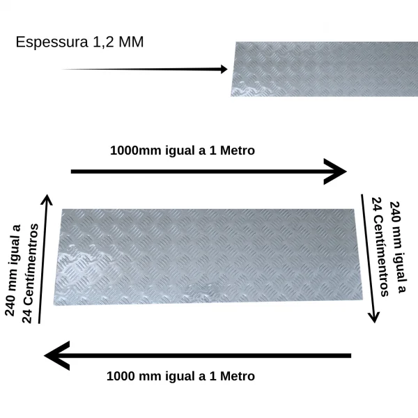 Chapa Aluminio Lavrada Xadrez 1000x240mm Na Esp. De 1,2mm