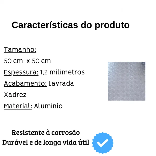 Chapa Alum�nio Lavrada Xadrez 500x500mm Na Esp. De 1,2mm