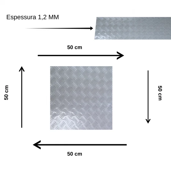 Chapa Alum�nio Lavrada Xadrez 500x500mm Na Esp. De 1,2mm