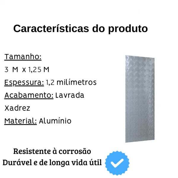 Chapa Aluminio Lavrada Xadrez 1000x500mm Na Esp. De 2,7mm