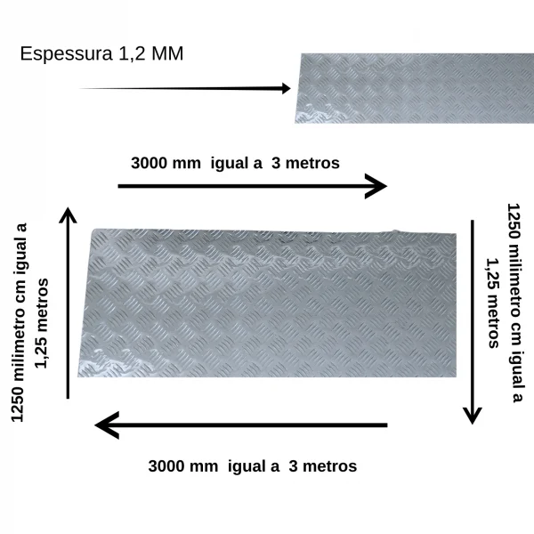 Chapa Aluminio Lavrada Xadrez 1000x500mm Na Esp. De 2,7mm