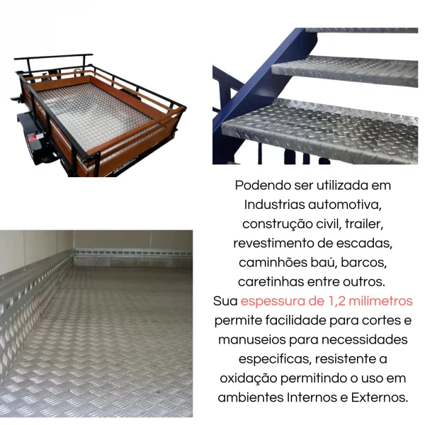 Chapa Aluminio Lavrada Xadrez 1000x500mm Na Esp. De 2,7mm