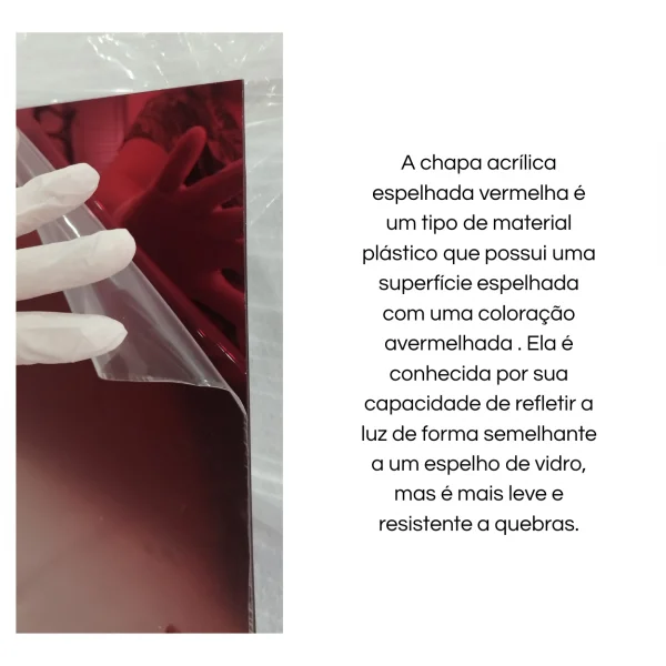 Placa Acr�lica Espelhada Vermelha 1000x1000mm Esp. 2,0mm