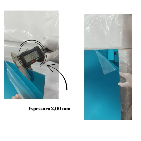 Placa Acr�lica Espelhada Azul 1000x500mm Esp. 2,0mm