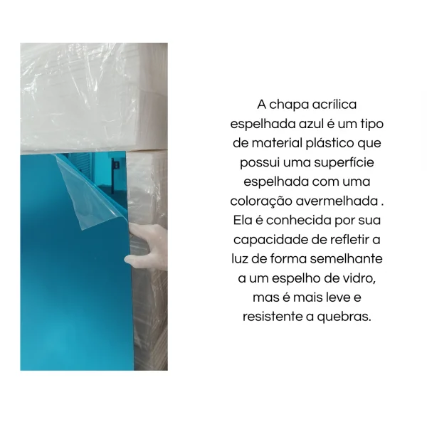Placa Acr�lica Espelhada Azul 1000x500mm Esp. 2,0mm