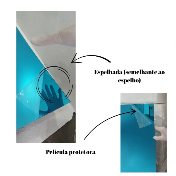 Placa Acr�lica Espelhada Azul 500x500mm Esp. 2,0mm