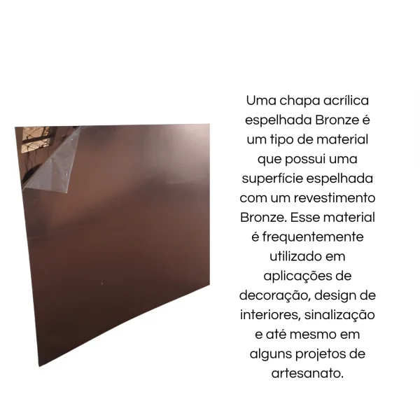 Placa Acr�lica Espelhada Bronze 1000x500mm Esp. 2,0mm