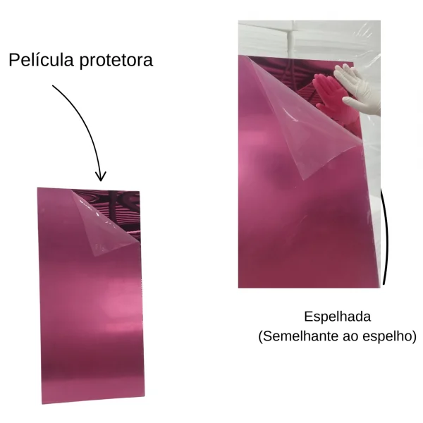 Placa Acr�lica Espelhada Rosa 1000x500mm Esp. 2,0mm