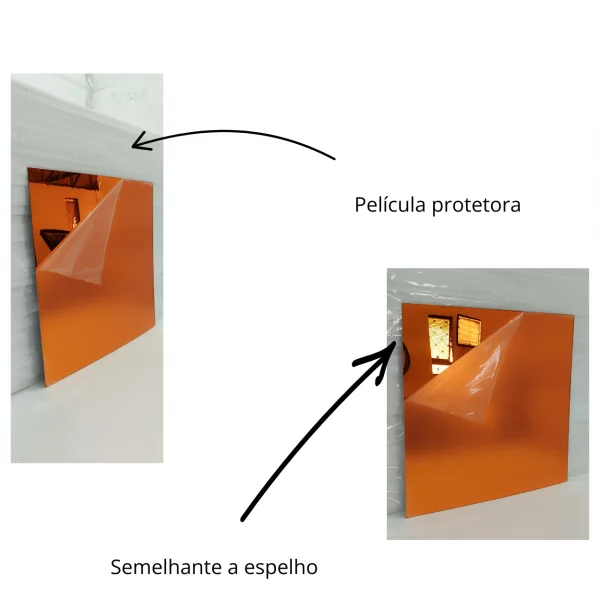 Placa Acr�lica Espelhada Laranja 500x500mm Esp. 2,0mm