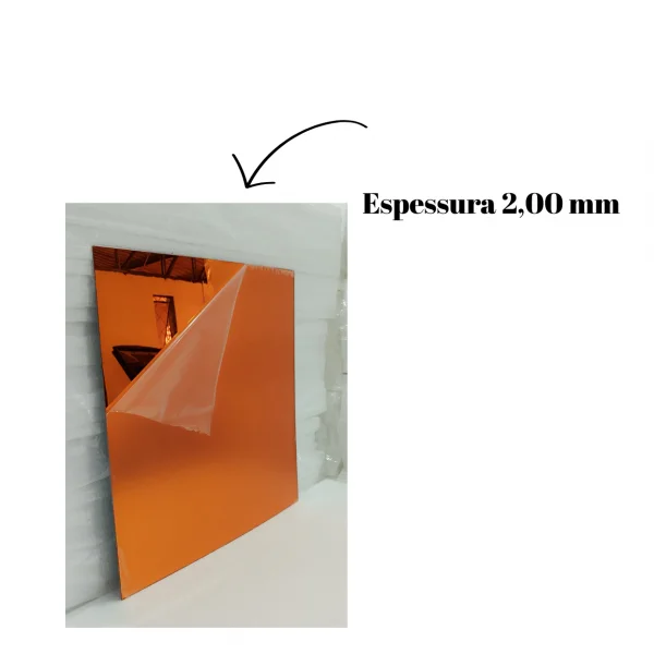Placa Acr�lica Espelhada Laranja 1000x1000mm Esp. 2,0mm