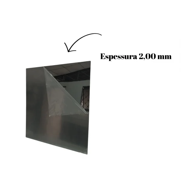 Placa Acr�lica Espelhada Cinza 1000x500mm Esp. 2,0mm