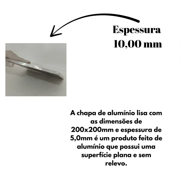 Chapa Aluminio Lisa 200x200mm Na Esp. De 10mm