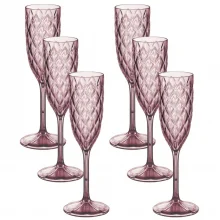 Kit taas de espumante/champagne 200ml Cristal rosa 6 peas Plasutil