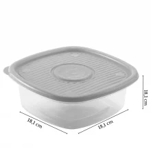 Pote de plstico Pop quadrado 1 litro incolor Plasutil ref.5771