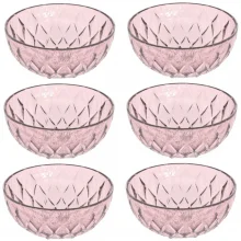 Tigela de Plstico para Sobremesa 310ml Cristal Glamour rosa com 6 unidades Plasutil ref.15012