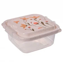 Pote de plstico decorado com Travas quadrado 640ml marmorizado Plasutil ref.12893