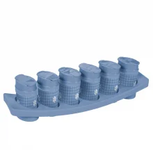 Porta temperos de plstico com suporte decorado azul Plasutil ref.4540