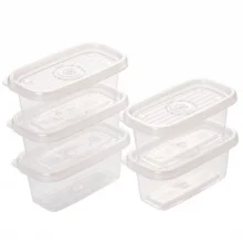 Pote de plstico porta tempero Pop retangular com 5 unidades de 150ml incolor Plasutil ref.5985