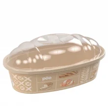 Porta po com tampa decorado bege Plasutil ref.3417
