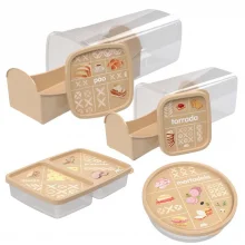 Kit porta biscoito / torrada + porta po + porta frios + porta mortadela Plasutil