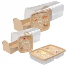 Kit porta biscoito / torrada + porta po + porta frios Plasutil