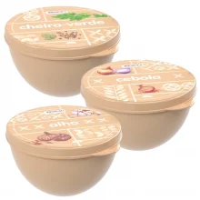 Kit porta temperos alho + cebola + cheiro bege Plasutil