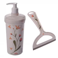 Kit pia rodinho e porta detergente vinho floral Plasutil