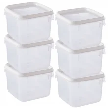 Pote de plstico transparente para freezer e micro-ondas 1,1 litros com 6 unidades Plasutil ref. 12769