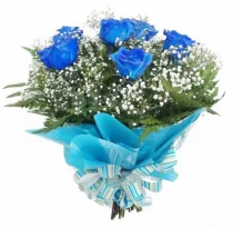 RAMALHETE DE 6 ROSAS AZUIS