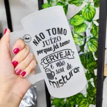 CANECA DE VIDRO JATEADA