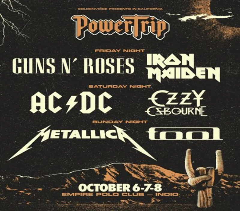 Powertrip Festival: o encontro lendrio do rock e heavy metal com Guns N' Roses, Metallica, AC/DC, Ozzy Osbourne, Iron Maiden e TOOL