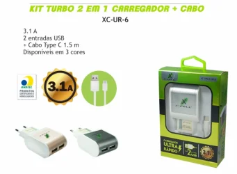 Kit Turbo 2 em 1- Carregador + Cabo IPhone -Homologado pela Anatel