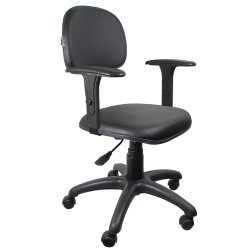 Cadeira Secretária Anatômica C/ Braço - Corino Preta