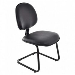 Cadeira Executiva Fixa - Base Ski - Corino Preto