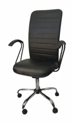 Cadeira Tela Luxo Corino Preto - Base Cromado
