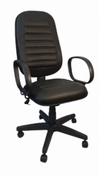Cadeira Presidente Costurada - Corino Preta