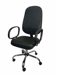 Cadeira Presidente Slin Corino Preta - Base Cromada
