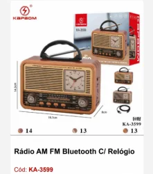 Rdio AM/FM Bluetooth C/ Relgio KA-3599