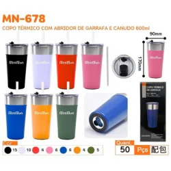 Copo Trmico com Canudo e abridor MN-678