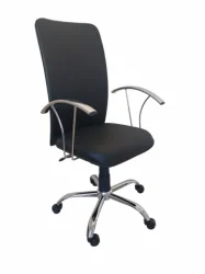 Cadeira Presidente Luxo Corino Preto - Base + Bra�os Cromado