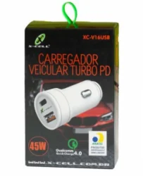 CARREGADOR VEICULAR QUALCOMM ( PD 45W ) C/ 1 USB-A + 1 USB-C