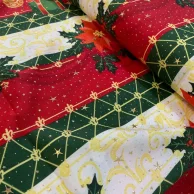 Tecido Oxford Natal com Foil flor bola e presente.webp