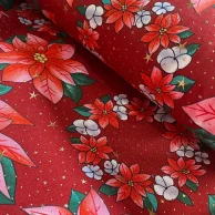 Tecido Oxford Natal com Foil guirlanda flores.webp