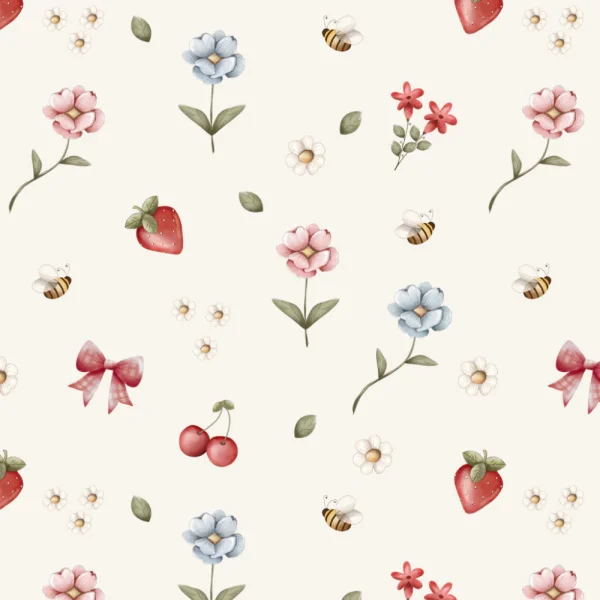 Tricoline Frutas Vermelhas Fuxicos Jardim Morangos fundo creme - FRU001.png