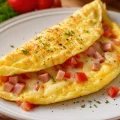 Omelete de presunto, queijo e tomate picado