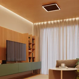 Plafon Square LED 430mm Bivolt 15W 2.700K - Preto Liso