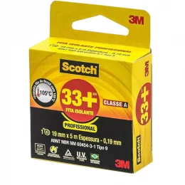 Scotch, 3M, Fita Isolante, 33+, 19mm x 5m, Preto
