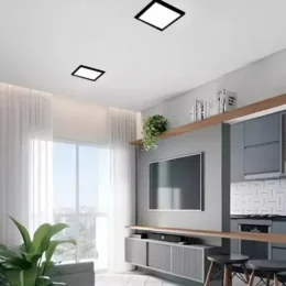 Led Plafon Embutir Quadrado 12W  Preto